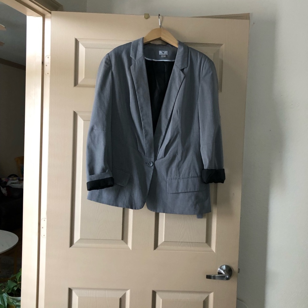 Worthington Light Gray Single-Button Men's Blazer